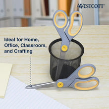 Westcott 8-Inch Titanium Bonded Adjustable Glide Scissors, Grey & Yellow for Office Use