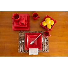 10 Strawberry Street Nova Square 16-Piece Stoneware Dinnerware Set, Red