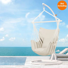 Large Hammock Chair Swing, Relax Hanging Rope Swing Chair with Detachable Metal Support Bar & Two Seat Cushions, Cotton Hammock Chair Swing Seat for Yard Bedroom Patio Porch Indoor Outdoor - USA MEGA SHOP