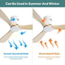 Sofucor 52 Inch Modern Flush Mount Ceiling Fan with Wood Blades - USA MEGA SHOP