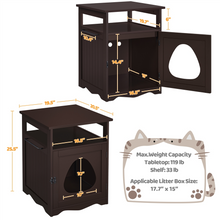 Alden Design Wooden Cat Litter Box End Table Pet Hidden Furniture, Espresso