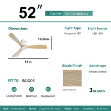 Sofucor 52 Inch Modern Flush Mount Ceiling Fan with Wood Blades