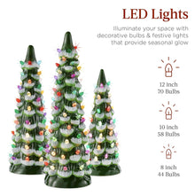 Best Choice Products Set of 3 Pre-Lit Hand-Painted Ceramic Tabletop Christmas Trees w/ Multicolor Lights - Flocked Green - USA MEGA SHOP