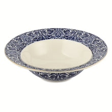 Thyme & Table Nova Ceramic 3-Piece Serve Bowl Navy and White with Wood Serve Utensils