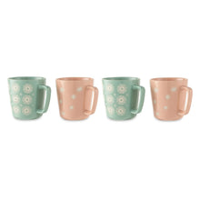 Thyme & Table 4 Pack Green SunBurts and Pink Toss Stars Mugs with Gold Rims 19.9 fl oz, Stoneware