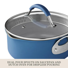 The Pioneer Woman Sutton 17-Piece Ceramic Cookware Set with Strainer Lids and Cookie Sheet with Rack, Blue