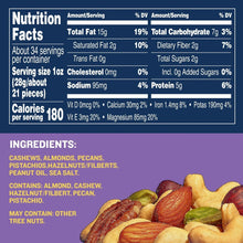 PLANTERS Deluxe Salted Mixed Nuts, Party Snacks, Plant Based Protein, 34 oz Plastic Jar