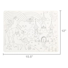 Pen+Gear Washable Fairytale Coloring Placemat Kit with 4 Crayons, Black and White