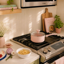 Elements by Thyme & Table 2 QT Ceramic Non-Stick Saucepan - pink
