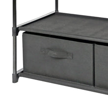 Mainstays 4 Shelf Closet Storage Organizer for Clothes with 2 Fabric Bins, Black, Metal Frame