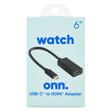 onn 6" USB-C to HDMI Adapter, Black
