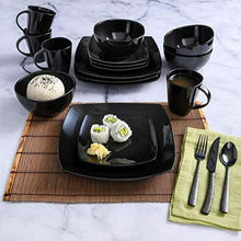 Gibson Soho Lounge Square 16-Piece Dinnerware Set - Black