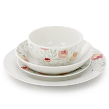 Elama Poppy 24 Piece Porcelain Double Bowl Dinnerware Set, Service for 6