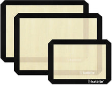 Katbite Silicone Baking Mat 3PCS 11.6 in x 16.5 in Reusable & Nonstick Bakeware Mats,Black