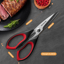 Astercook 2 Pcs Kitchen Scissors, Heavy Duty Shears with Serrated Blade, Ergonomic Handle Food Scissor for Poultry, Herbs, Vegetables Dishwasher Safe