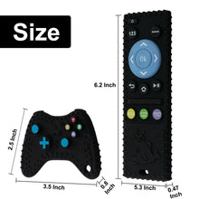 Baby Teething Toys, 2 Pcs Silicone Teething Toys for 3-6 month 6-12 Months - Sensory Toy Chew Toys Educational Toys for Toddler, Remote Control and Game Controller Teething Toys Set - Black