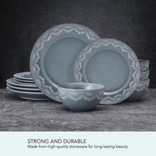 Pfaltzgraff Valerie 12 Piece Stoneware Dinnerware Set Blue
