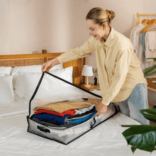 Mainstays Heavy Duty Clear Under-Bed Storage Bag with Handles, Zipper Closure, 42" x 18" x 6"