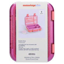 Mainstays Kids 4-Compartment Plastic Bento Box with Removable Tray, Fork, Spoon, and Dressing Container, Pink Glitter