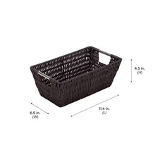 Simplify Small Shelf Rattan Tote Storage Basket in Chocolate