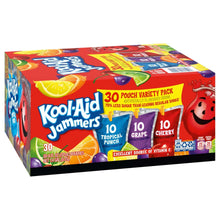 Kool-Aid Jammers Tropical Punch, Grape & Cherry Flavored 0% Juice Drink Variety Pack, 30 ct Box, 6 fl oz Pouches