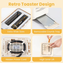 VAVSEA 2 Slice Toaster, 1000W Bread Toaster Machine with Extra Wide Slot, 6 Shade Settings and LED for Bagels, Waffles, Bread, Removable Crumb Tray, Breakfast Helper, Beige