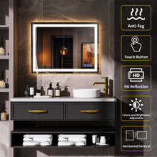 Easy4Home 24"x32" LED Bathroom Mirror Wall Mounted Anti-Fog Vanity Mirror with Adjustable Lights, White