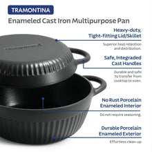 Tramontina 4 QT Enameled Cast Iron Dutch Oven for Bread Baking – Multipurpose Bread Oven, Black
