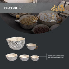 Thyme & Table, 5-Piece Ceramic Mixing Bowl and Measuring Bowl Set, Dot Pattern