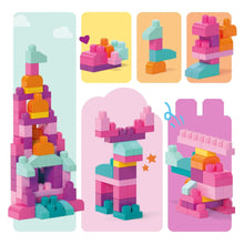 MEGA BLOKS Fisher-Price Toy Blocks Big Building Bag with Storage (80 Pieces) for Toddler, Pink