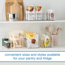 Mainstays Small Clear Plastic Pantry Organizer Bin with Built-In Handles, Kitchen Storage Container for Pantry, Cabinet, Fridge and Shelf Organization, 12" x 4.5" x 4"