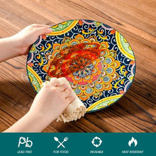 Malacasa 12 Pcs Dinnerware Sets, Ceramic Plates and Bowls Set, Porcelain Tableware Dishwasher Microwave Safe, Serves for 4 People, Bohemian Colourful