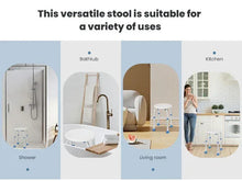 Naipo Shower Chair Bathtub Stool Seat w/ Anti-Slip Rubber, Adjustable Lightweight for Seniors, Disabled, Handicap, Tool-Free Assembly, Blue