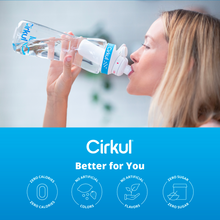 Cirkul 22oz Plastic Water Bottle Starter Kit with Blue Lid and 2 Flavor Cartridges (Honeycrisp Apple & Sweet Tea)