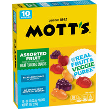 Mott's Fruit Flavored Snacks, Assorted Fruit, Gluten Free Snack, 10 Count, 8 oz