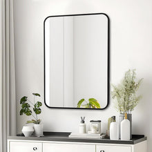 Lumora 28"x20.2" Bathroom Mirror with Round Edge Wall- Mounted Mirror, Black