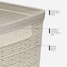 Curver Jute Narrow Beige Plastic Decorative Storage Basket, 13.6 in x 6.7 in x 5.7 in