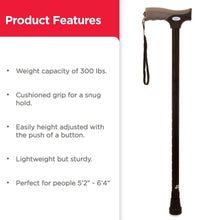 Equate Comfort Grip Walking Cane for Adults and Seniors, Height Adjustable, Black, 300 lb Capacity