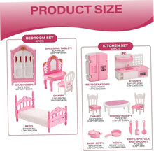 Dollhouse Furniture Set Accessories,Small Dollhouse Miniature Pretend Play Family Toys Gift,Toddler Boy Girl Kid 3Y+ Mini Bedroom/Livingroom/Bathroom/Kitchen