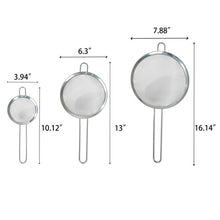 Mainstays 3 Pack Premium Stainless Steel Fine Mesh Strainers, 4", 6", and 8", Silver