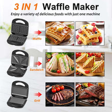 Bluebow 3 in 1 Sandwich Maker, 2 Slice Waffle Maker, Panini Press Grill with Removable Non-Stick Plates, Breakfast Grilled Cheese Maker