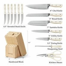 Carote 14 Pcs Knife Set with Wooden Block Stainless Steel Knives with Ergonomic Handle, Forged