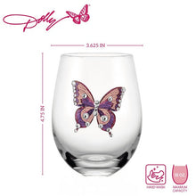 Dolly Parton Jeweled Mosaic 18 oz Stemless Glass Wine Glasses Set of 2