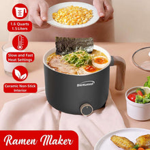 Brentwood 1.6-Qt. Multifunction Electric Ceramic Non-Stick Hot Pot Cooker with Stainless Steel Food Steamer (Black), HPS-3172BK