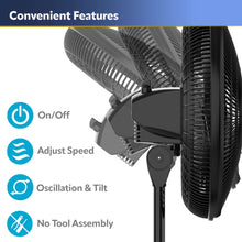 Lasko 16" Oscillating Pedestal Fan with Adjustable Height and Tilt-Back Head for Whole Room Cooling, Black, S16500