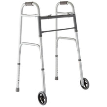 Medline Lightweight Folding Walker for Seniors with 5-Inch Wheels, Steel, Silver, 300 lb Weight Capacity