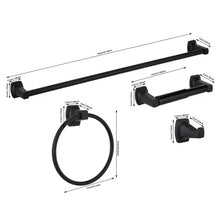 Mainstays 4-Piece Square Bathroom Hardware Set with 24-inch Towel Bar Matte Black Finish