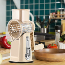 Pukomc Rotary Cheese Grater with Handle- 5 Blades, Suction Base, Mandoline Slicer & Veg Shredder with Blade Storage Box