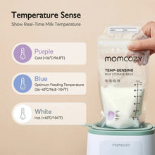 Momcozy Baby Bottle Warmer, 6-in-1 Smart Temperature Control, Fast Baby Food Heater, Steam Sterilizer & Momcozy Breastmilk Storage Bags, Temp-Sensing Discoloration Milk Storage Bags, 180ml/120 Count