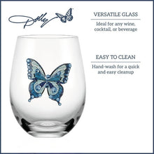 Dolly Parton Jeweled Mosaic 18 oz Stemless Glass Wine Glasses Set of 2